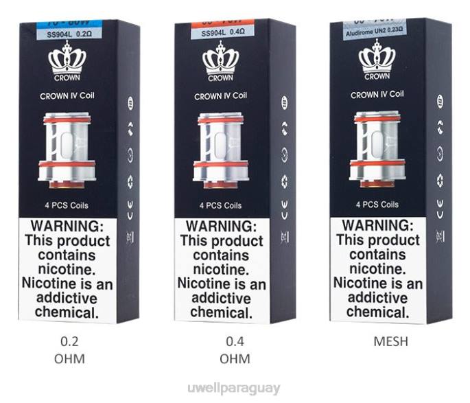 R8Z0K182 - UWELL e cigarette doble bobina 02ohm UWELL CROWN 4 bobinas de repuesto (paquete de 4)