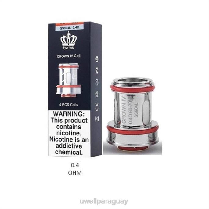 R8Z0K182 - UWELL e cigarette doble bobina 02ohm UWELL CROWN 4 bobinas de repuesto (paquete de 4)