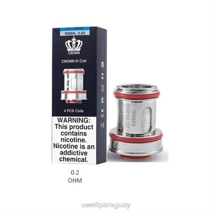R8Z0K184 - UWELL vape for sale un2 doble malla 023ohm UWELL CROWN 4 bobinas de repuesto (paquete de 4)