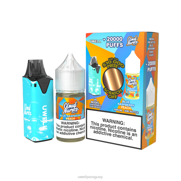 R8Z0K203 - UWELL disposable vape clr azul/flv melocotón frambuesa azul 50 mg UWELL V6 dispositivo desechable + jugo daddys vapor 30ml - paquete de colaboración