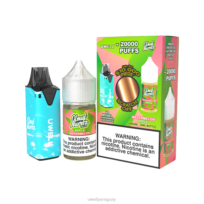 R8Z0K205 - UWELL precio clr azul/flv sandía manzana 50 mg UWELL V6 dispositivo desechable + jugo daddys vapor 30ml - paquete de colaboración