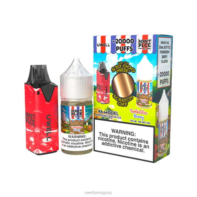 R8Z0K208 - UWELL sabor clr rojo/flv baya prohibida 48 mg UWELL V6 dispositivo desechable + jugo daddys vapor 30ml - paquete de colaboración