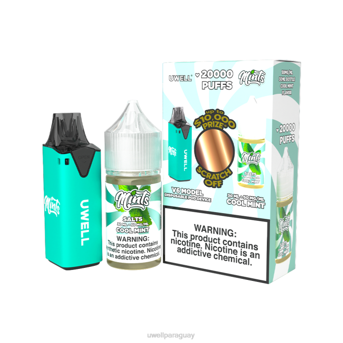 R8Z0K210 - UWELL vape flavors clr cian/flv menta fresca 50 mg UWELL V6 dispositivo desechable + jugo daddys vapor 30ml - paquete de colaboración
