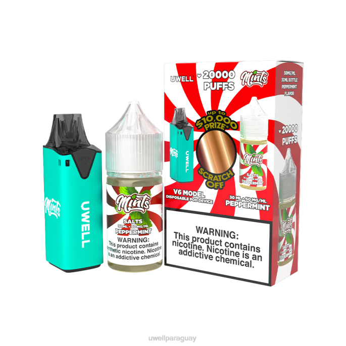 R8Z0K211 - UWELL Paraguay clr cian/flv menta 50 mg UWELL V6 dispositivo desechable + jugo daddys vapor 30ml - paquete de colaboración