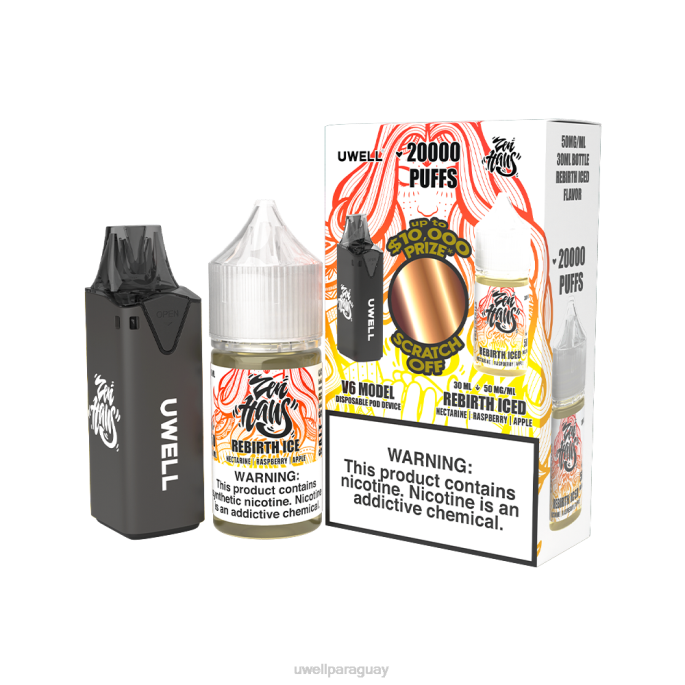 R8Z0K211 - UWELL Paraguay clr cian/flv menta 50 mg UWELL V6 dispositivo desechable + jugo daddy\s vapor 30ml - paquete de colaboración