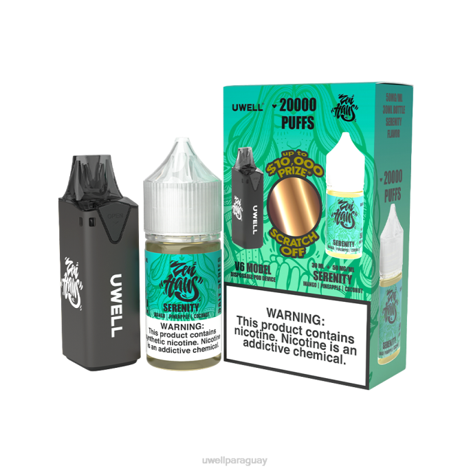 R8Z0K211 - UWELL Paraguay clr cian/flv menta 50 mg UWELL V6 dispositivo desechable + jugo daddy\s vapor 30ml - paquete de colaboración
