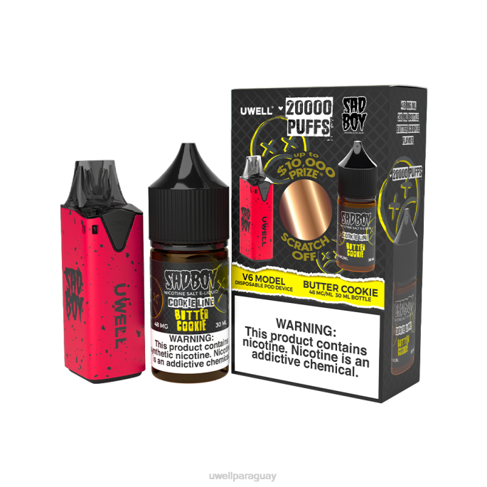 R8Z0K212 - UWELL e cigarette clr rojo/flv galleta de mantequilla 48 mg UWELL V6 dispositivo desechable + jugo daddys vapor 30ml - paquete de colaboración