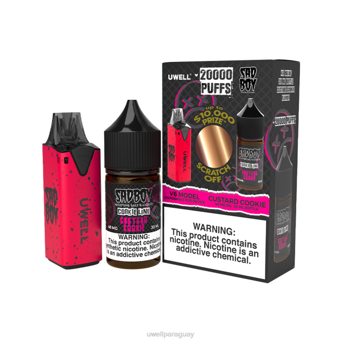 R8Z0K213 - UWELL disposable vape clr rojo/flv galleta de natillas 48 mg UWELL V6 dispositivo desechable + jugo daddys vapor 30ml - paquete de colaboración