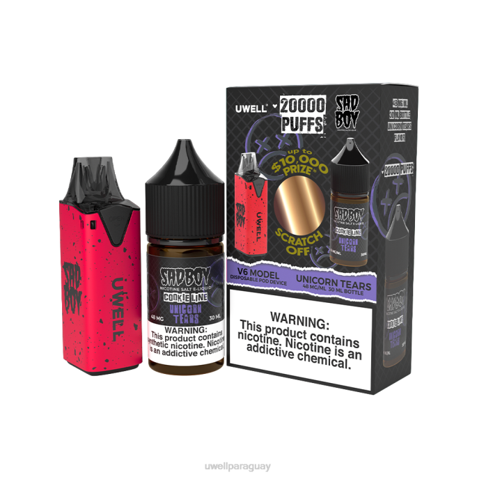 R8Z0K214 - UWELL vape for sale clr rojo/flv lágrimas de unicornio 48 mg UWELL V6 dispositivo desechable + jugo daddys vapor 30ml - paquete de colaboración