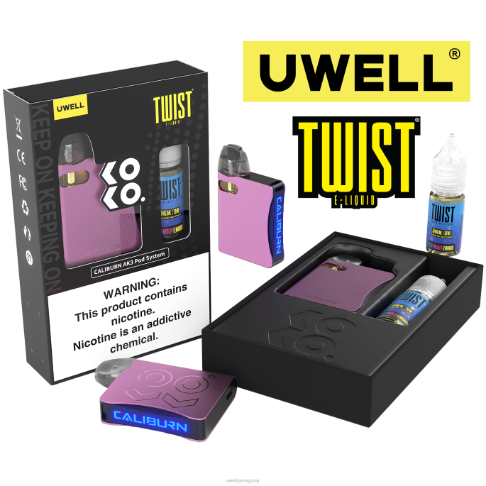 R8Z0K246 - UWELL Asunción crl rosa/flv limonada de bayas UWELL CALIBURN AK3 kit + vainas a3s 08ohm (x2) + daddys vapor 10ml sales 50mg
