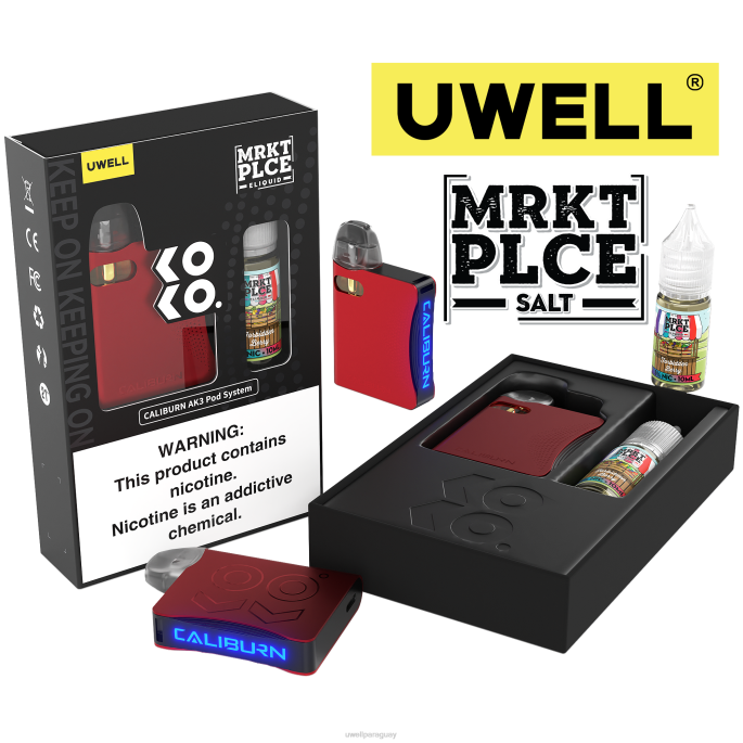 R8Z0K246 - UWELL Asunción crl rosa/flv limonada de bayas UWELL CALIBURN AK3 kit + vainas a3s 08ohm (x2) + daddy\s vapor 10ml sales 50mg