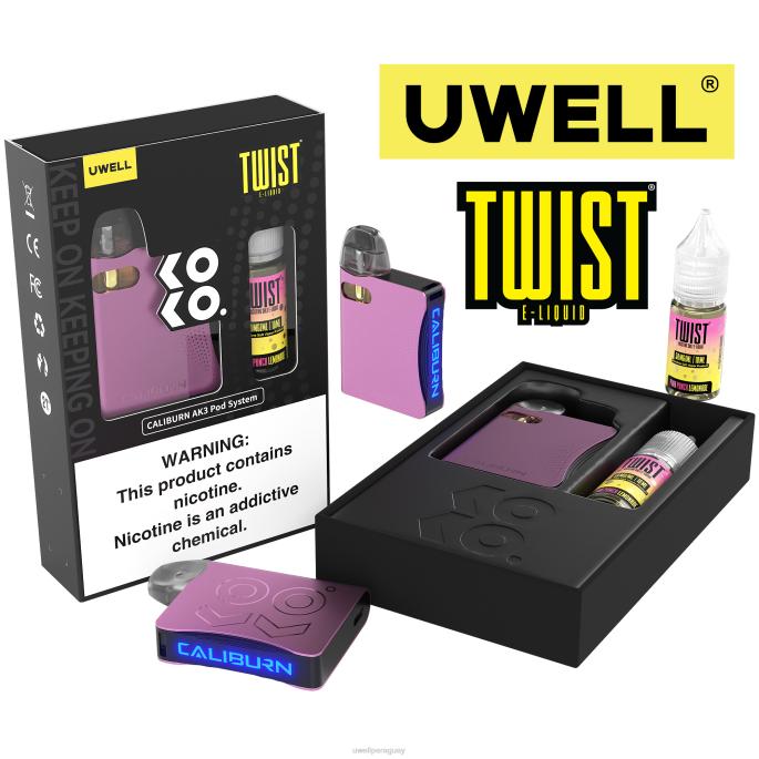 R8Z0K246 - UWELL Asunción crl rosa/flv limonada de bayas UWELL CALIBURN AK3 kit + vainas a3s 08ohm (x2) + daddy\s vapor 10ml sales 50mg