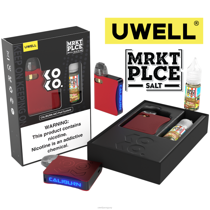 R8Z0K246 - UWELL Asunción crl rosa/flv limonada de bayas UWELL CALIBURN AK3 kit + vainas a3s 08ohm (x2) + daddy\s vapor 10ml sales 50mg