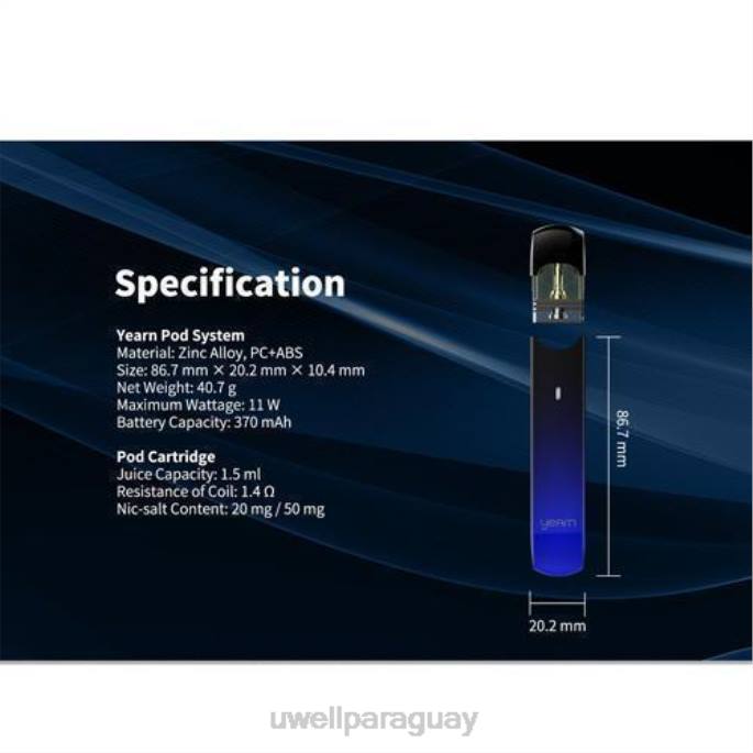 R8Z0K256 - UWELL Asunción gris UWELL YEARN dispositivo pod (pods no incluidos)
